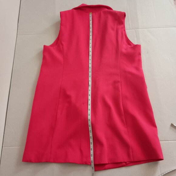 Joie Women’s Hot Pink Open Front Vest with Gold Buttons Size L NWT - Picture 9 of 14